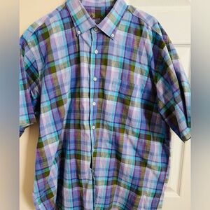 Alan Flusser 100% Cotton Multicolored Men’s XL Short Sleeve‎ Button Down Shirt